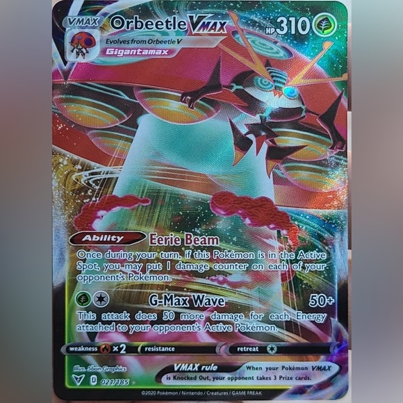 Orbeetle VMAX 021/185 Vivid Voltage NM - Mint Ultra Rare Card Pokemon TCG - Picture 1 of 3